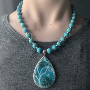Teal Blue Pendant Necklace